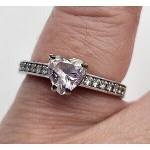 Swarovski Heart Shaped Crystal Ring With Silver-Tone Band